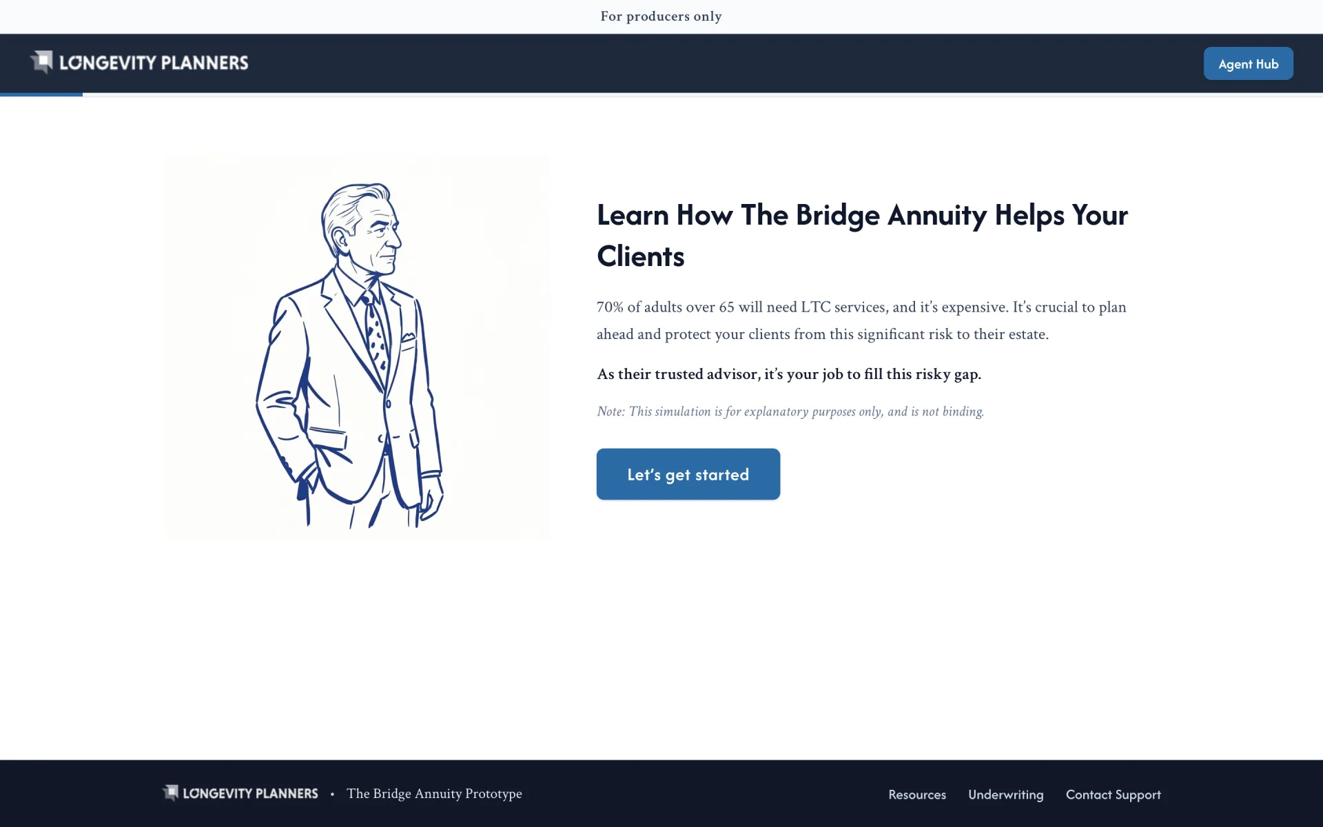 How It Works, the opening: Learn How The Bridge Annuity Helps Your Clients, with a Let's get started button.