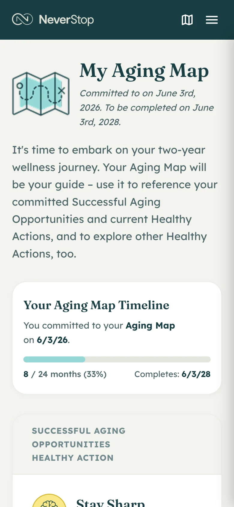 Committed Aging Map on a phone.
